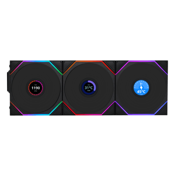 LIAN LI UNI FAN TL120 LCD Reverse Blade Wireless - BLACK